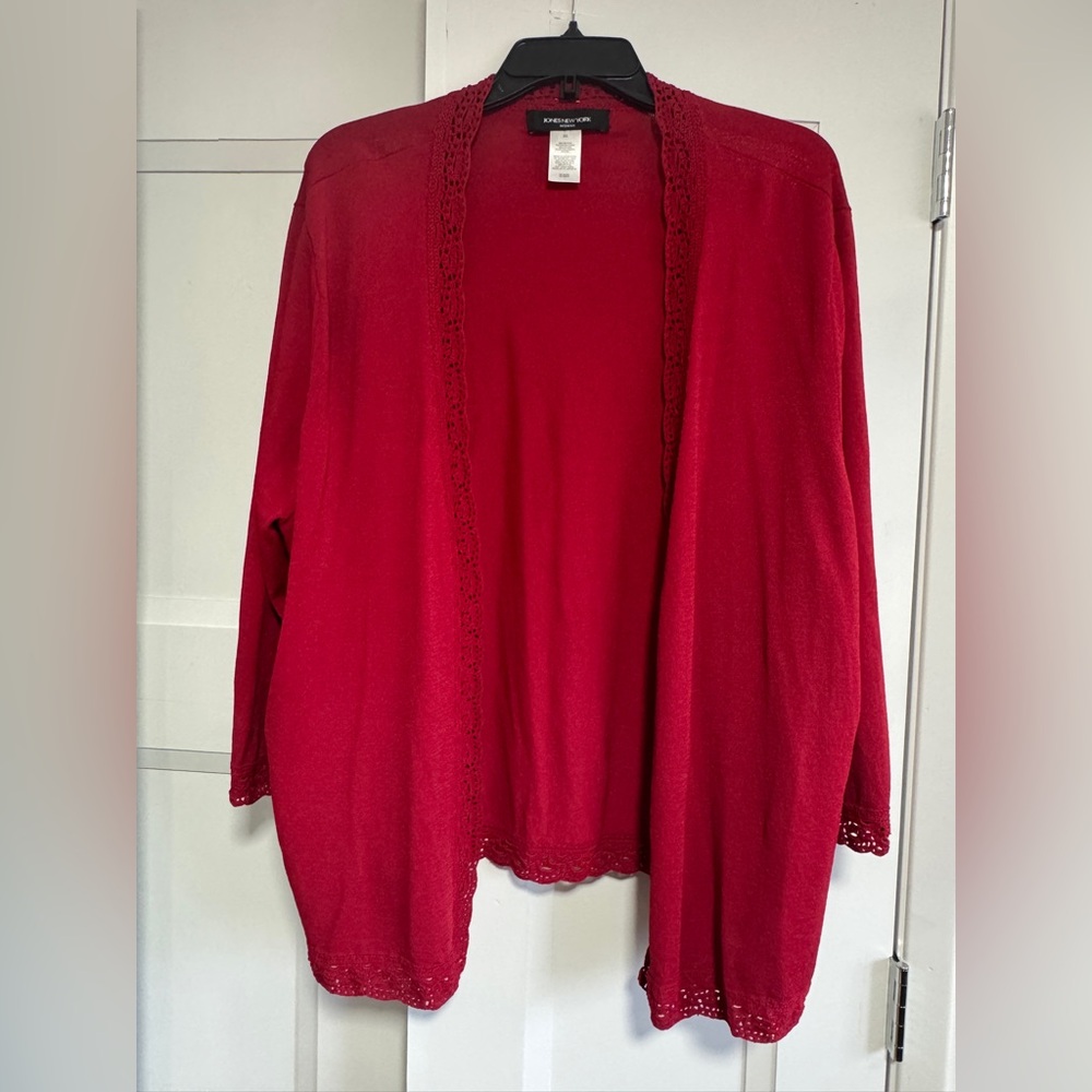 Jones New York Vibrant Red Cardigan